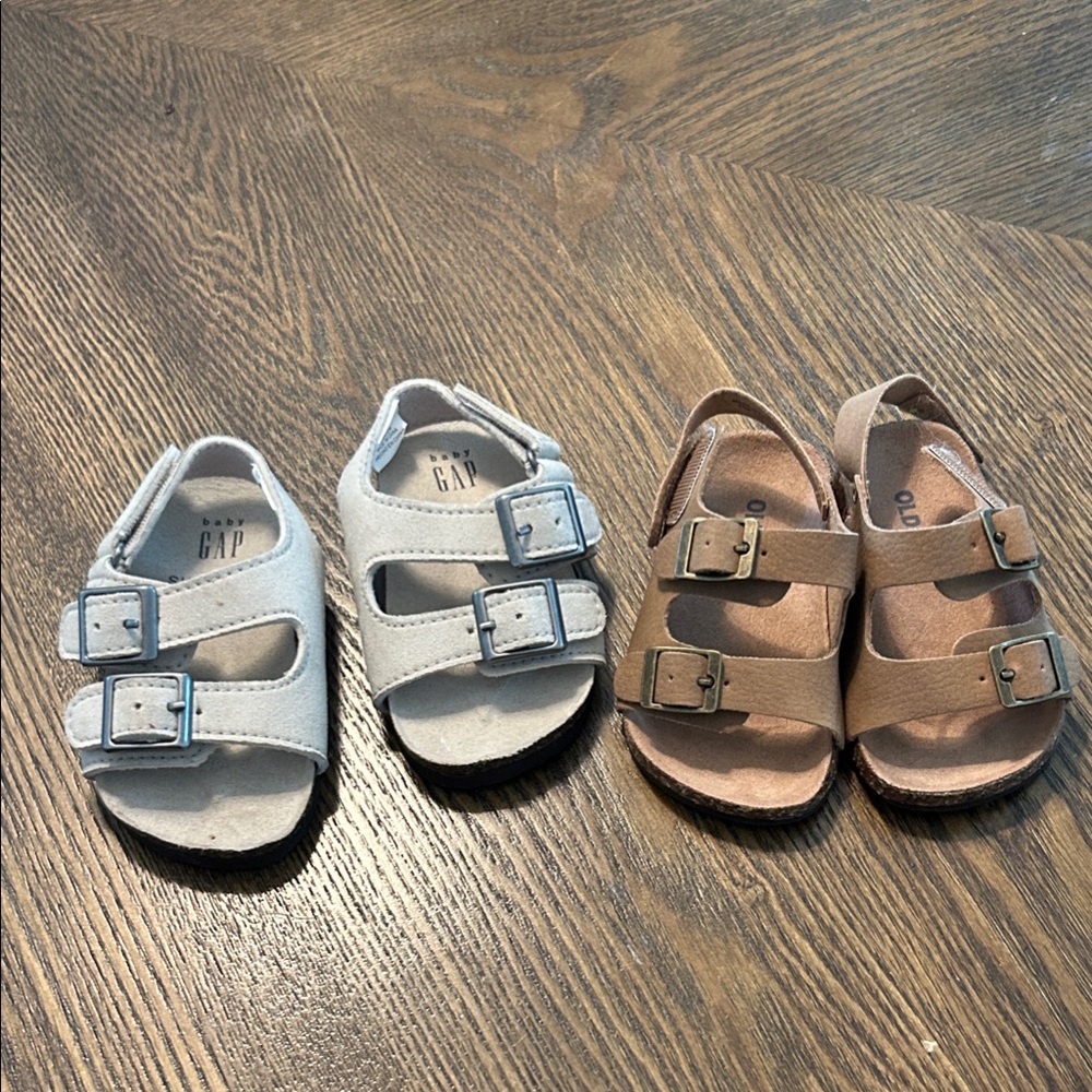 Baby Sandals - Light Gray and Brown